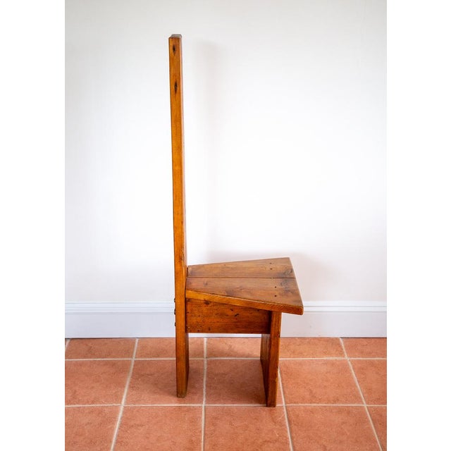 Mid-Century Tall Brutalist Artisan Accent Chair in Wood, 1970s For Sale - Image 15 of 18