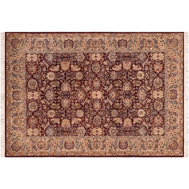 Taupe Beautiful 1990's Pak-Persian Red/Taupe Wool Rug - 6'2'' X 9'1'' For Sale - Image 8 of 9