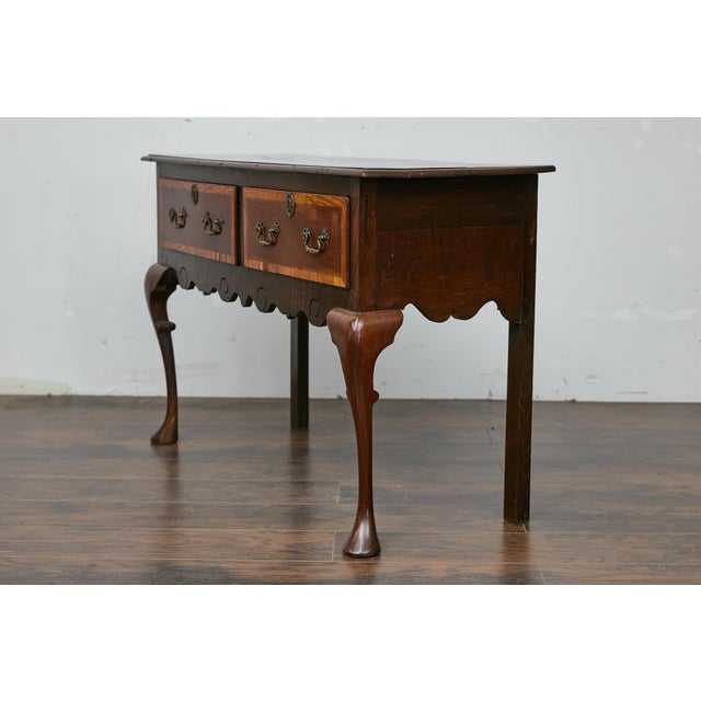 English 19th Century Two-Toned Oak Server with Drawers and Carved Apron For Sale - Image 12 of 12
