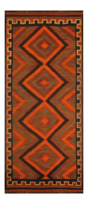 1960s Vintage Turkish Tribal Kilim Hand-Woven Area Rug
