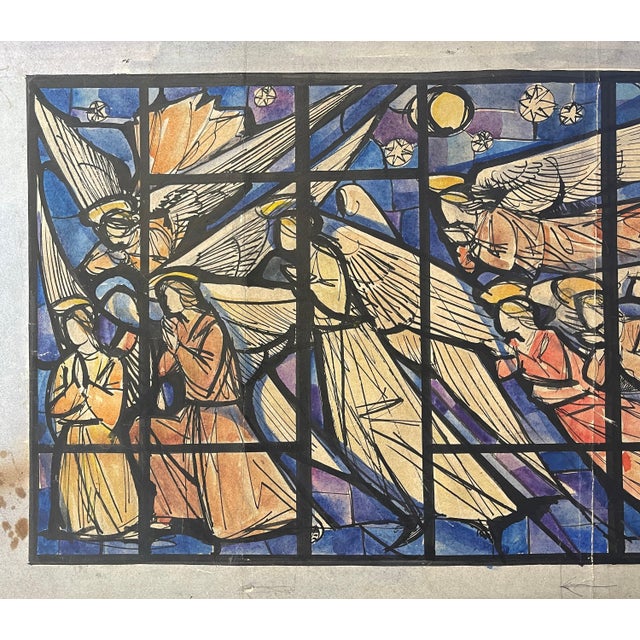 Longaretti, Angels in Prayer, Mixed Media on Cardboard For Sale - Image 4 of 8