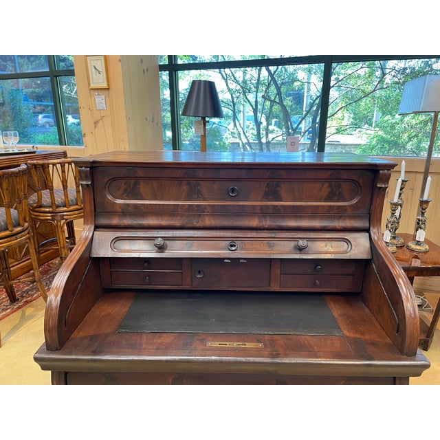 American Antique 19th Century Mahogany Roll Top Writing Desk For Sale - Image 3 of 12
