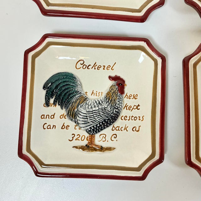 Black Late 20th Boho Chic Farmhouse Chicken Appetizer Plates - A Set of 4. For Sale - Image 8 of 10