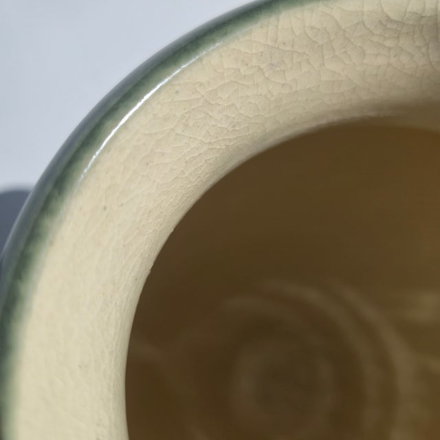 Ceramic 1980s Hand-Painted Celedon Vase Artist-Signed For Sale - Image 7 of 11