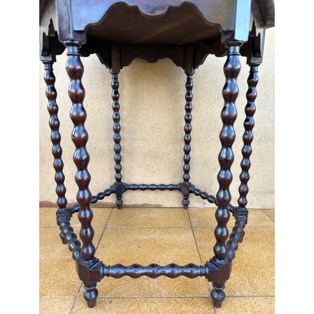 Wood Baroque Revival Side Table With Barley Twist Legs, Early 20th Century For Sale - Image 7 of 9