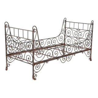 French Wrought Iron Folding Campaign Bed For Sale