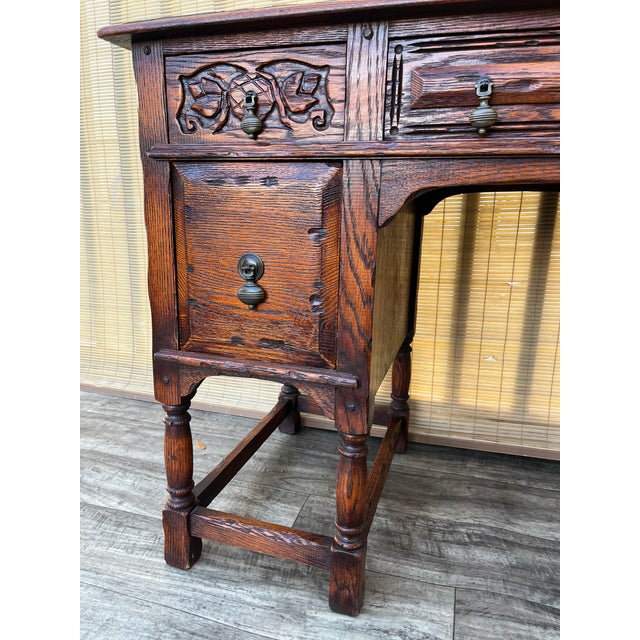 Vinatge Hand Carved Spanish Revival Style Writing Desk. Circa 1960s For Sale - Image 14 of 18