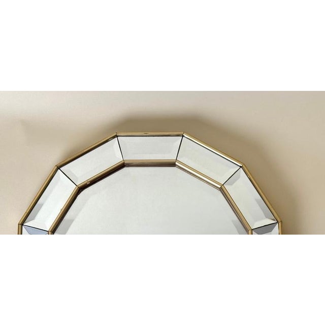 Hollywood Regency Italian Giltwood and Faceted Glass Wall Mirror, 1980s For Sale - Image 3 of 12