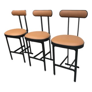 Michael Oren Design Porter Place Style Swivel Counter Stools, Set of Three For Sale