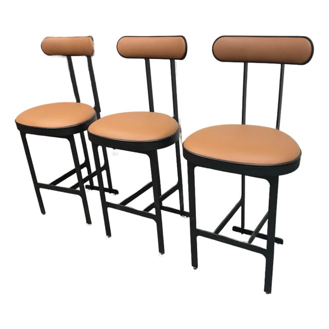 Michael Oren Design Porter Place Style Swivel Counter Stools, Set of Three For Sale