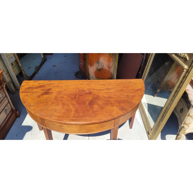 American 19th Century Half Moon Mahogany Inlaid Large Side Table For Sale - Image 3 of 8