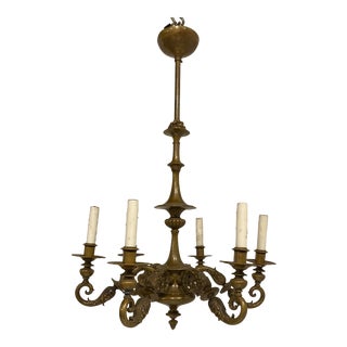 1920s Caldwell Bronze 6 Lights Chandelier For Sale