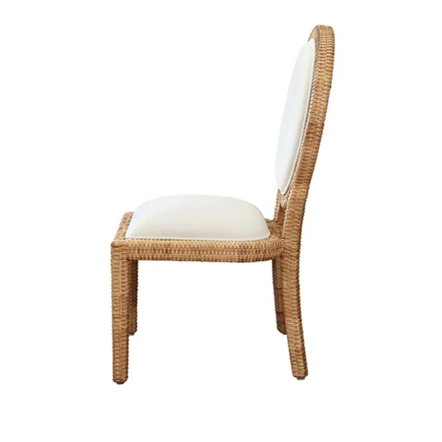 Worlds Away Matthew Izzo Home Blythe Rattan Wrapped Cameo Back Side Dining Chair For Sale - Image 4 of 8