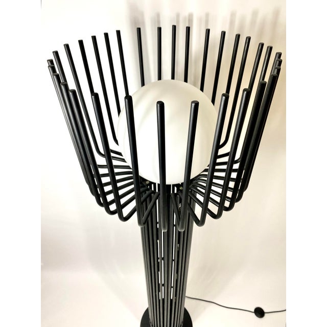Mid-Century Modern Noir Lucis Iron Rod Orb Floor Lamp For Sale - Image 3 of 5