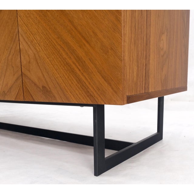 Wood Walnut 4 Doors Credenza Marble Carrara Top Bracket Leg Mint For Sale - Image 7 of 18