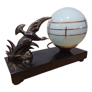 Art Deco Marble and Regulating Night Light, 1930s For Sale