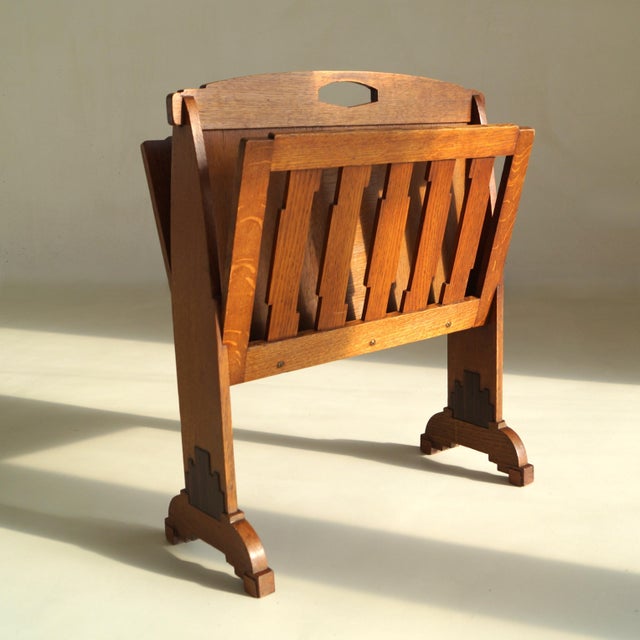 Brown Dutch Art Deco Amsterdam School Magazine Rack, 1920s For Sale - Image 8 of 16