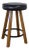 Mid 20th Century Bar Stool Acorn Brown Finish and Black-Brown Vinyl Faux Leather Seat Attributed to Brandt Ranch Oak For Sale