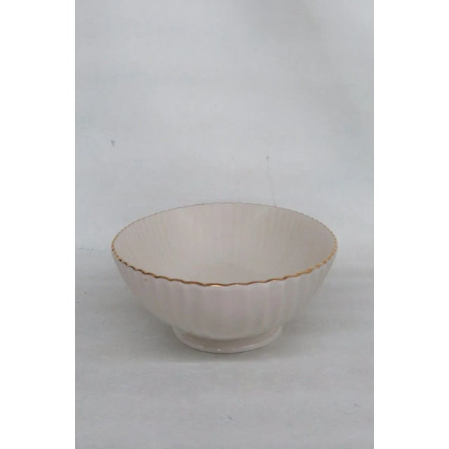 Lenox China Fluted Centerpiece Ivory 24k Gold Scalloped Oval