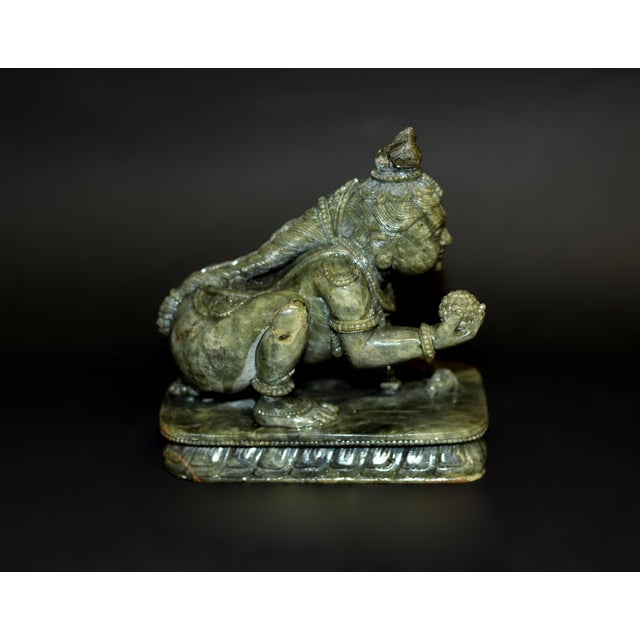 Baby Krishna Statue Finely Carved Gemstone Serpentine Indian God For Sale In Los Angeles - Image 6 of 18