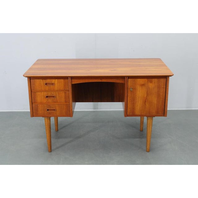 Mid-Century Modern Danish Teak Writing Desk with Oak Legs, 1960s For Sale - Image 14 of 18