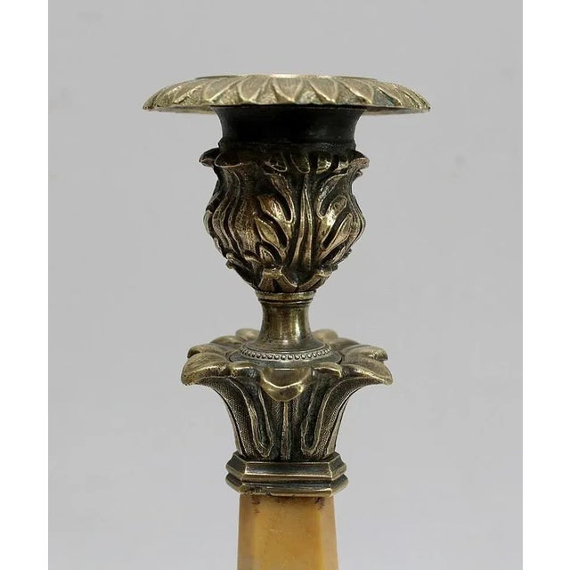 Metal Restoration Period Bronze and Marble Candlesticks, 19th Century, Set of 2 For Sale - Image 7 of 18