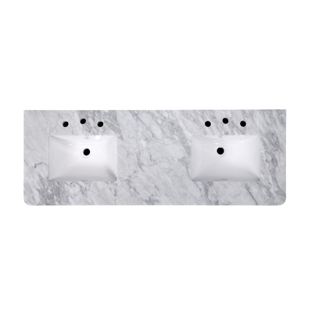Bianca 60 in. W Wood & Marble Double Sink Bathroom Vanity, Light Oak For Sale - Image 11 of 11