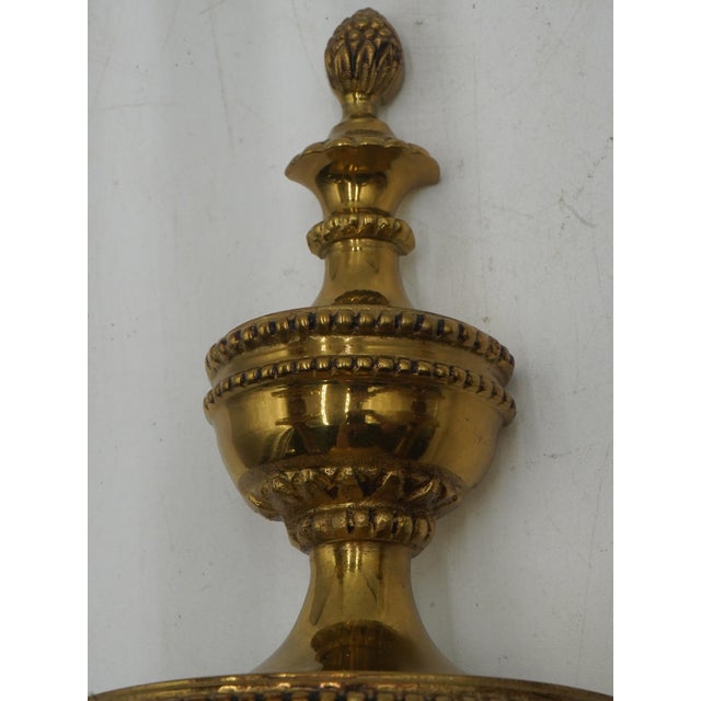 1960s Pair Brass French Regency Style Lighted Wall Sconces For Sale - Image 4 of 9