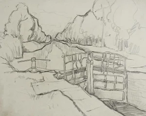 Vintage Rustic Canal Pencil Study