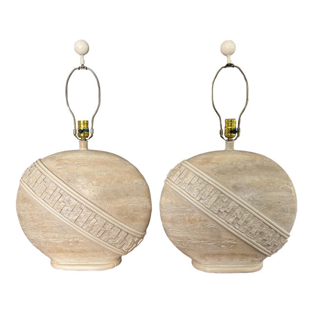 Postmodern Oval Tessellated Stone Lamps by Pacific Coast Lighting For Sale