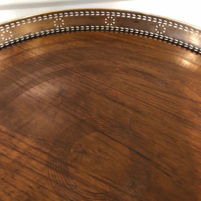 The Stieff Co. Mid 20th Century Kirk Stieff Mahogany Silverplate Round Tray For Sale - Image 4 of 5