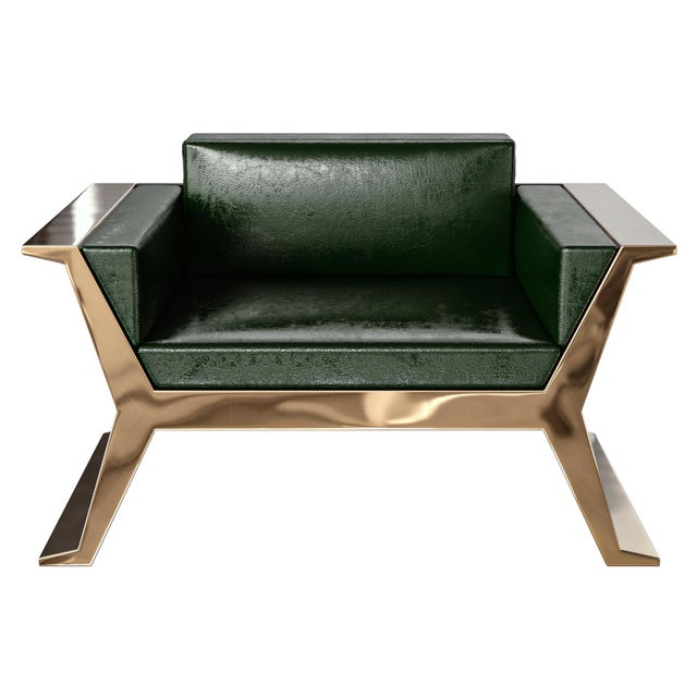 "Alphacute" Club Chair With Bronze, Handcrafted For Sale - Image 4 of 5
