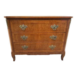 Late 20th Century Henredon Fine Co Louis XV Style Walnut Inlaid Brass Mounted Chest of Drawers.