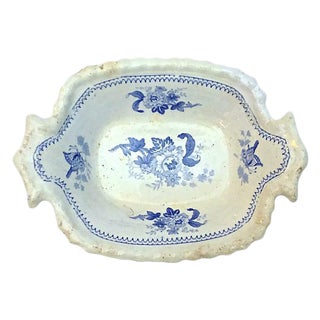 Antique Floral & Butterfly Dish For Sale