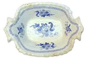 Antique Floral & Butterfly Dish