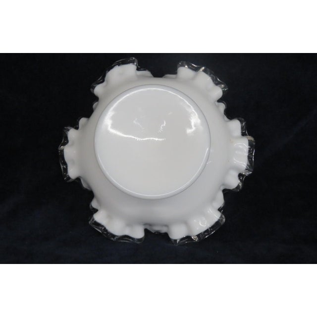 Fenton Silver Crest Milk Glass Ruffled Pedestal Compote Candy Dish 5174b For Sale - Image 9 of 12