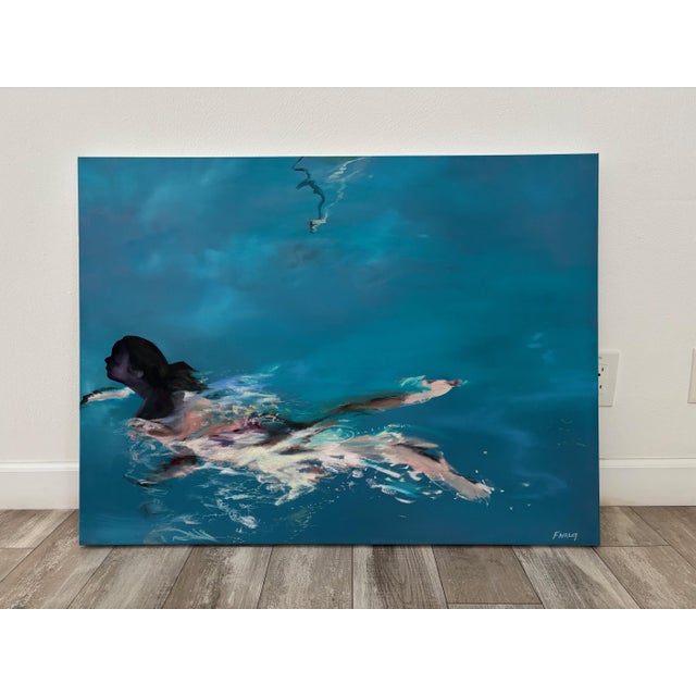 Night Swimmer, Original Oil on Canvas by Jessica Fairley For Sale In Los Angeles - Image 6 of 7