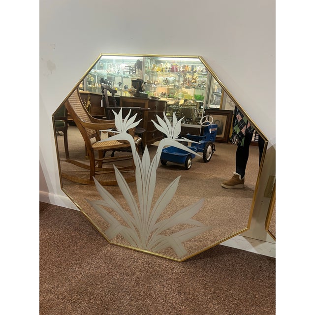 Gold Etched Glass Mirrors Robert Slimbach Palm Beach Regency For Sale - Image 8 of 12