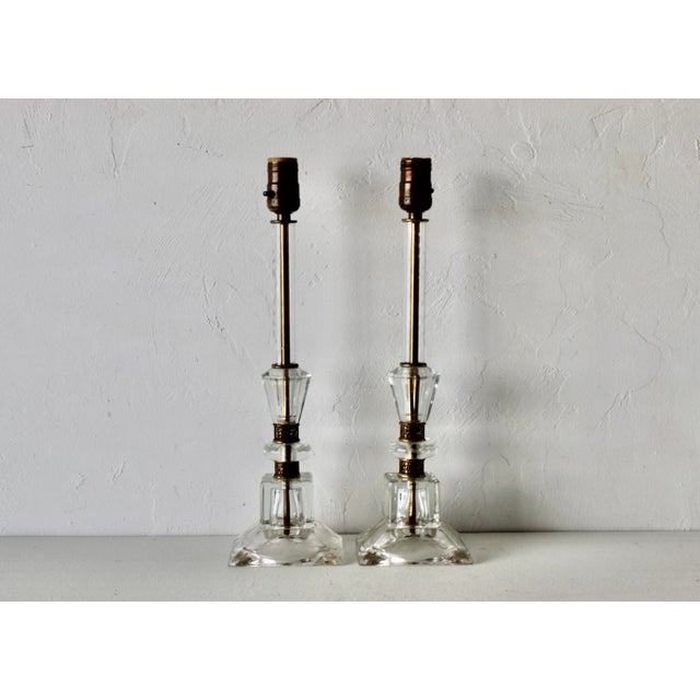 Mid-Century French Style Etched Floral Glass Boudoir Lamps Vintage -a Pair For Sale In Miami - Image 6 of 14