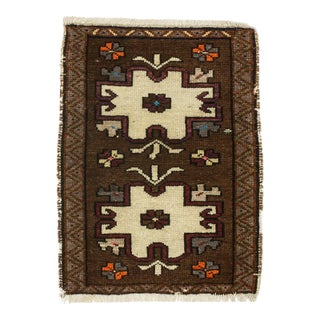 Brown Vintage Mini Rug For Sale