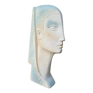 1980s Postmodern Female Face Ceramic Sculpture in the Austin Productions Style.