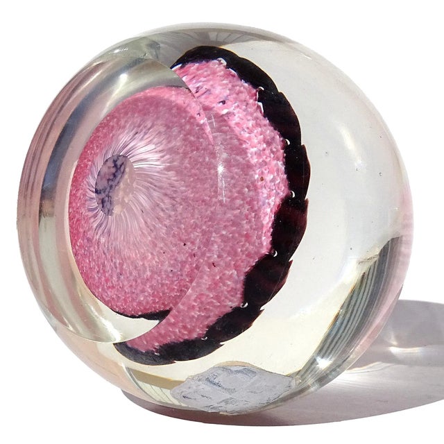Murano Vintage Fratelli Toso and Barbini Murrine Flowers Italian Art Glass Paperweights - Set of 3 For Sale - Image 11 of 11
