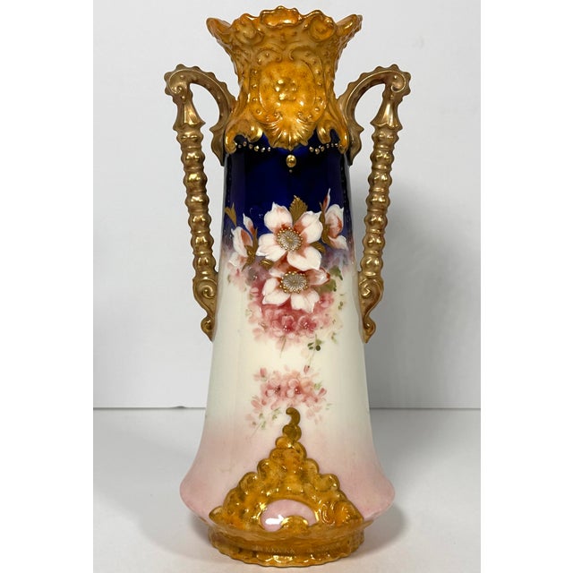 Ceramic Victoria Porcelain Factory Carlsbad Floral Vase c.1891-1918 For Sale - Image 7 of 17
