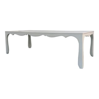 Jonathan Charles Transitional White Scalloped Asperitas Dining Table For Sale