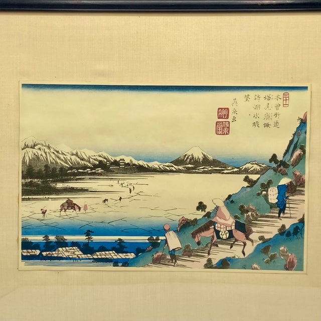 Framed Woodblock Print Titled "No. 31, Shiojiri Pass: View of Lake Suwa" by Artist Keisai Eisen For Sale - Image 4 of 11