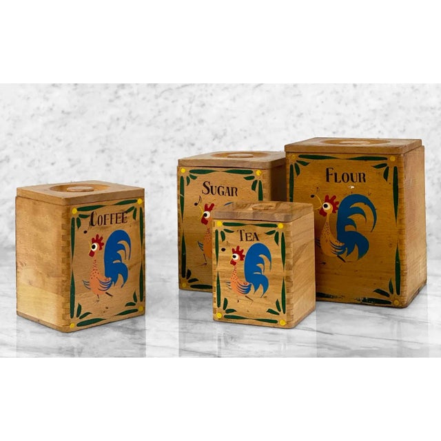 MidCentury Farmhouse Rooster Chicken Kitchen Canisters Set of 4