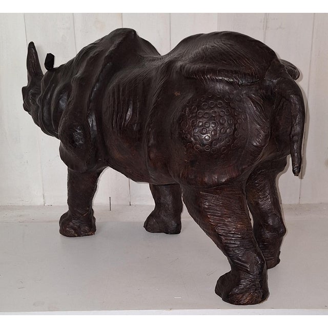 Animal Skin Vintage Stool in the Shape of a Rhinoceros in Cowhide Leather, 1970s For Sale - Image 7 of 13