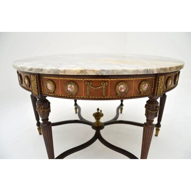 Vintage French Marble Top Coffee Table, 1930 For Sale - Image 4 of 9