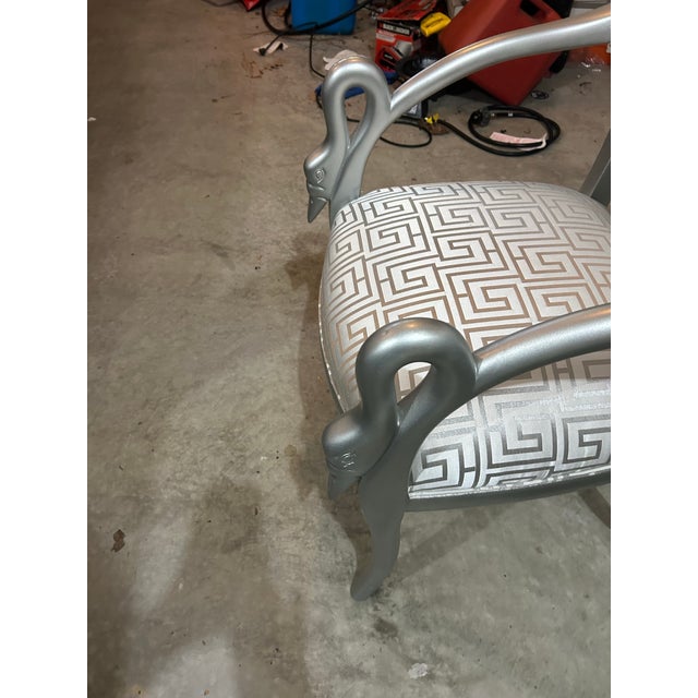Modern 1980s Silver Swan Arm Accent Chair For Sale - Image 3 of 4