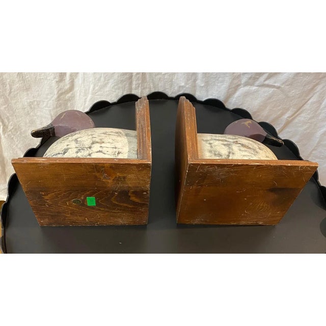 Brown 1980s Sarreid Ltd. Wooden Duck Bookends - a Pair For Sale - Image 8 of 10